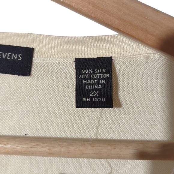 NWT Light Yellow Silk-Blend Cardigan Valerie Stevens 2X 0009 - Picture 4 of 7